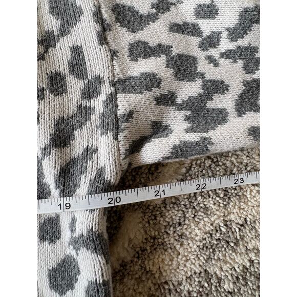 Ann Taylor The Loft 100% cotton crop top cheetah print gray cardigan women's M - Picture 5 of 8